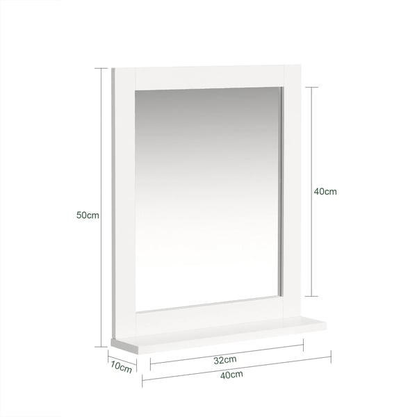FRG129, Vægspejl til badeværelset, med hylde, hvid, B×H×D 40×49×10 cm
