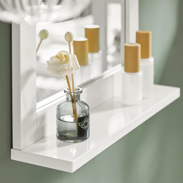 FRG129, Vægspejl til badeværelset, med hylde, hvid, B×H×D 40×49×10 cm