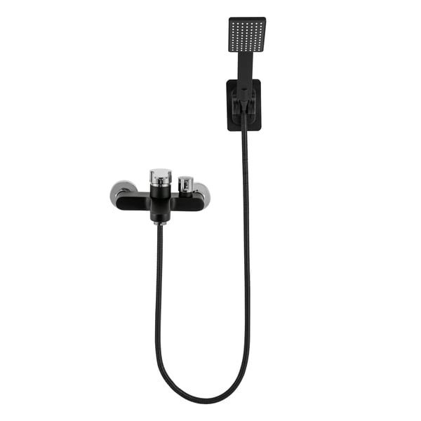 Brusesæt til badeværelse - Håndbruser med holder - Vægmonteret - Slange 1,5 m - G1/2 gevind - Brusehoved 24×7,4×1 cm - ABS + flydende silikone