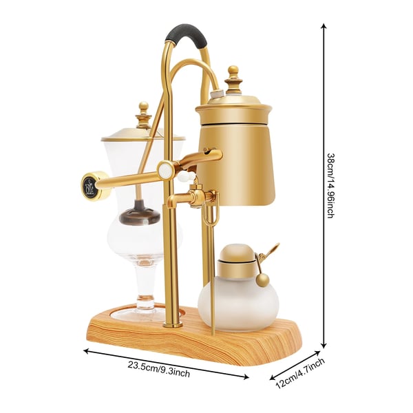Belgialainen balance syphon - sifoni kahvinkeitin - Vakuumiuutto - 400 ml - Borosilikaattilasi & ruostumaton teräs - Kulta