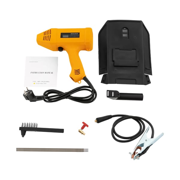 Kannettava käsihitsain - Hitsauskone - Jännite 220 V - Teho 3000 W - Johto 2 m - Puikot 1,6–3,2 mm - Käyttöaste 40 % - Suojamaski mukana - Punainen