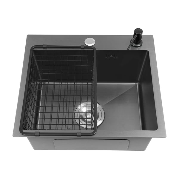 Køkkenvask - Enkeltkumme Overmontering - 45×40 cm - Rustfrit Stål - Rektangulær - 1 Hul - Uden Armatur - Hvid