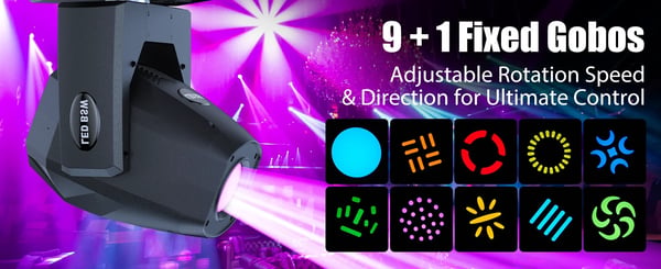 LED Moving Head Scenelys - 200W Beam - Hvid LED - DMX512/RDM 18 Kanaler - Auto/Lyd/Master-Slave - 90–240V - EU-stik