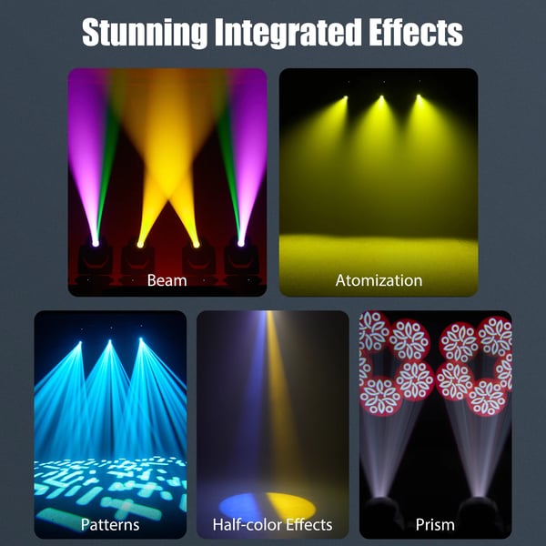 LED Moving Head Scenelys - 200W Beam - Hvid LED - DMX512/RDM 18 Kanaler - Auto/Lyd/Master-Slave - 90–240V - EU-stik