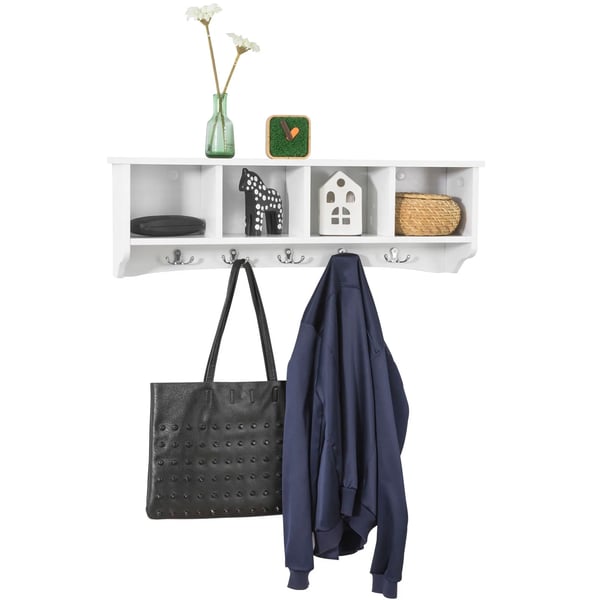 FRG48-L, væghængt knagerække, 5 kroge, 72 cm, hvid