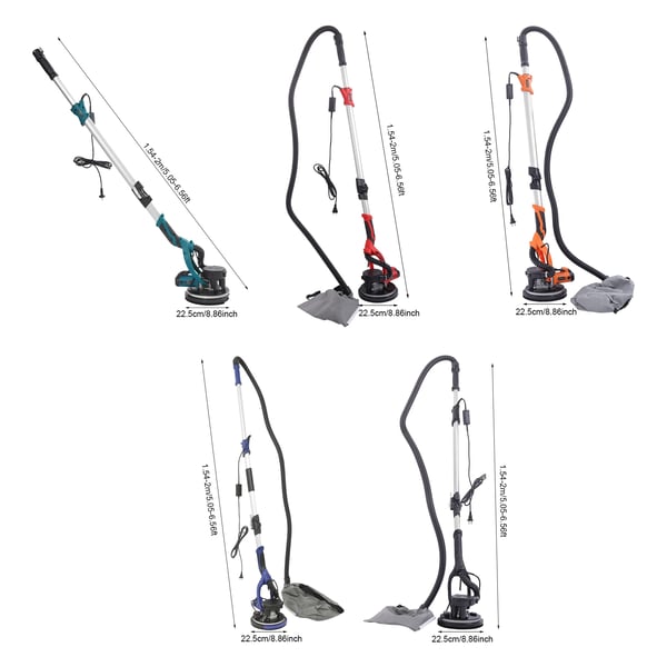 Væg- og loftsliber til gips - Excentersliber - 850W - 800–1800 o/min - 6 Hastigheder - LED-lys - Støvopsamlerpose - Lake Blue