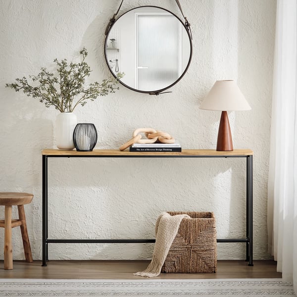 FSB19, vintage konsolbord i metal, smalt entrébord/sidebord, anden farve