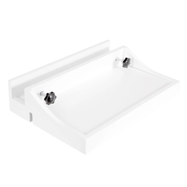 NKD01 sengehylde, klemme-monteret bambusbakke med kabeludskæring, B×H×D ca. 36×9×25 cm, hvid