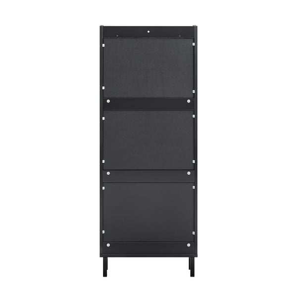 FSR177-H, smalt skoskab med 3 klapper, sort, pladsbesparende design