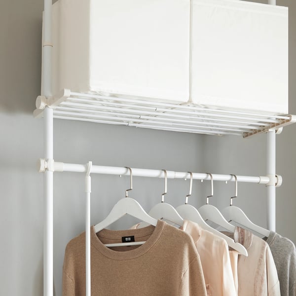 KLS07 teleskopisk garderobesystem, 1 bøjlestang, 3 støtter, sort