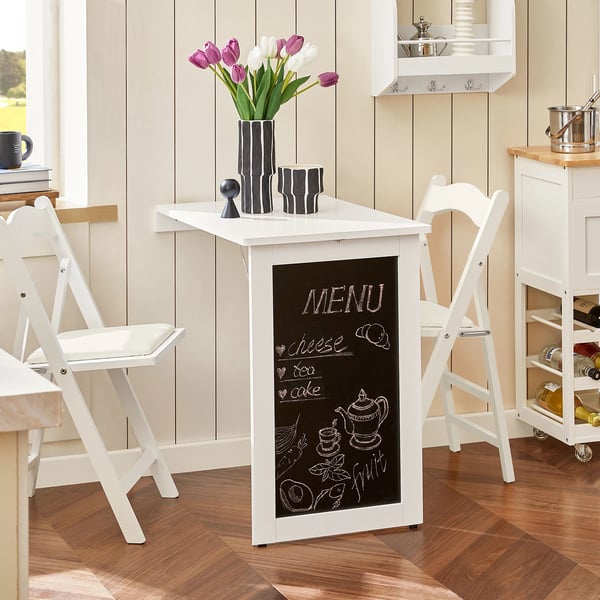 FWT20-W vægklapbord, spise-/køkkenbord med memoboard, 50x76x75 cm, hvid