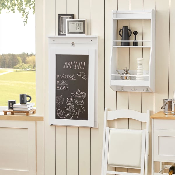 FWT20-W vægklapbord, spise-/køkkenbord med memoboard, 50x76x75 cm, hvid