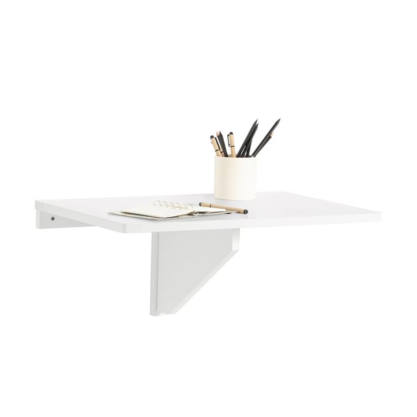 FWT03, vægmonteret klapbord, hvid, pladsbesparende til køkken, spisebord og skrivebord/laptop