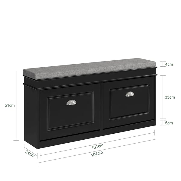FSR64 skobænk med siddepude, 2 klapper, ca. 104×52×24 cm, sort