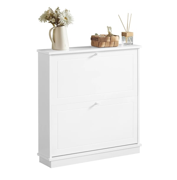 FSR99-W, skoskab med 2 klaplåger, slankt design, hvid