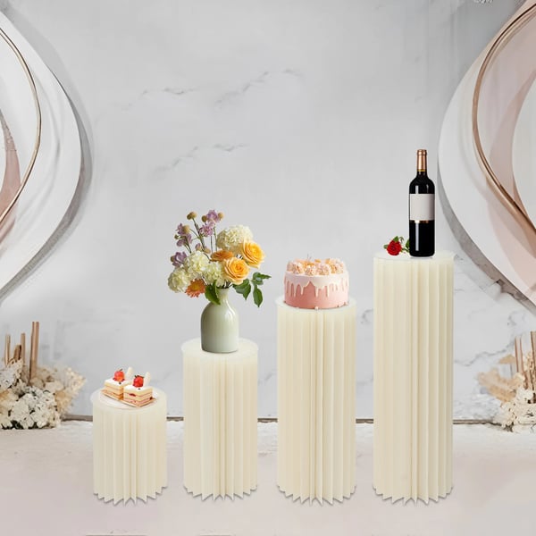 Blomsterställ 4-pack - Dekorationspelare - PVC - Fristående - Bröllop & dessertbord - 40/60/80/100 cm - Vit
