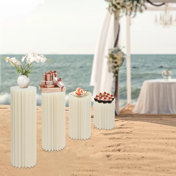 Blomsterställ 4-pack - Dekorationspelare - PVC - Fristående - Bröllop & dessertbord - 40/60/80/100 cm - Vit