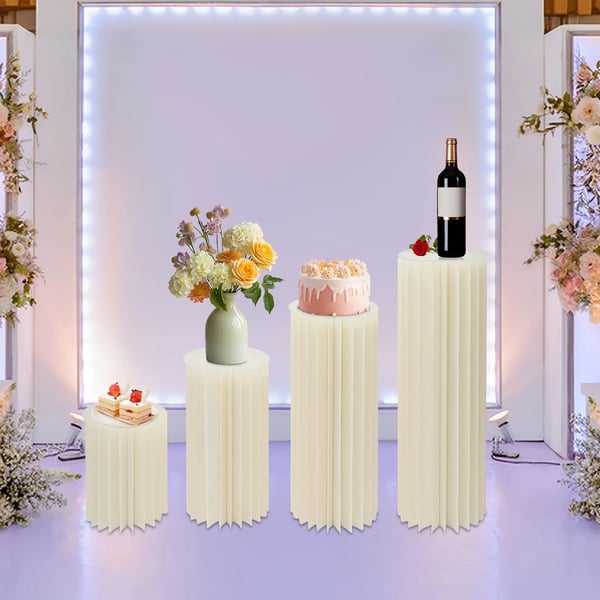 Blomsterställ 4-pack - Dekorationspelare - PVC - Fristående - Bröllop & dessertbord - 40/60/80/100 cm - Vit