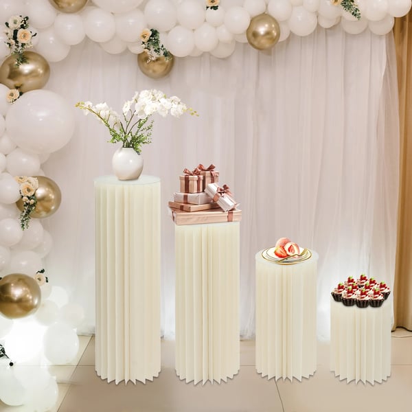 Blomsterställ 4-pack - Dekorationspelare - PVC - Fristående - Bröllop & dessertbord - 40/60/80/100 cm - Vit