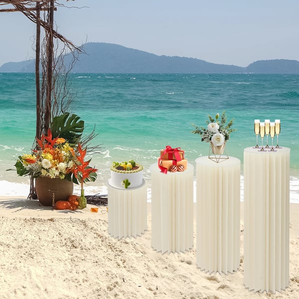 Blomsterställ 4-pack - Dekorationspelare - PVC - Fristående - Bröllop & dessertbord - 40/60/80/100 cm - Vit