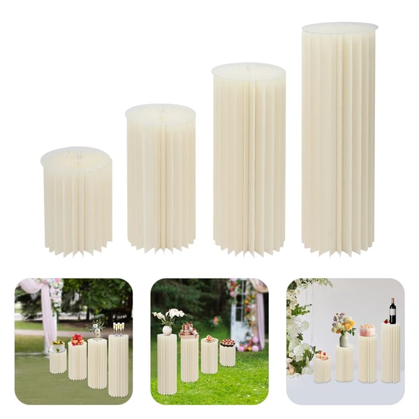 Blomsterställ 4-pack - Dekorationspelare - PVC - Fristående - Bröllop & dessertbord - 40/60/80/100 cm - Vit
