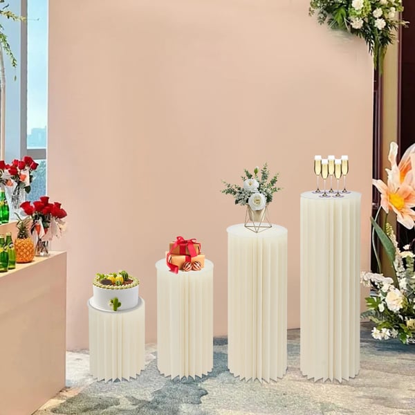 Blomsterställ 4-pack - Dekorationspelare - PVC - Fristående - Bröllop & dessertbord - 40/60/80/100 cm - Vit