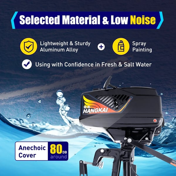 Påhængsmotor/Bådmotor - 3,6 hk 2-takt - 55 cc - Manuel tilt - Tank 1,5 L - 4000–5500 o/min - Propel 17 cm - Sort