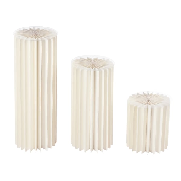 Foldbare pap-pedestaler - Cylinder displaystativer - 3-pak - 40/60/80 cm - Bryllup, dessertbord & fest - Hvid