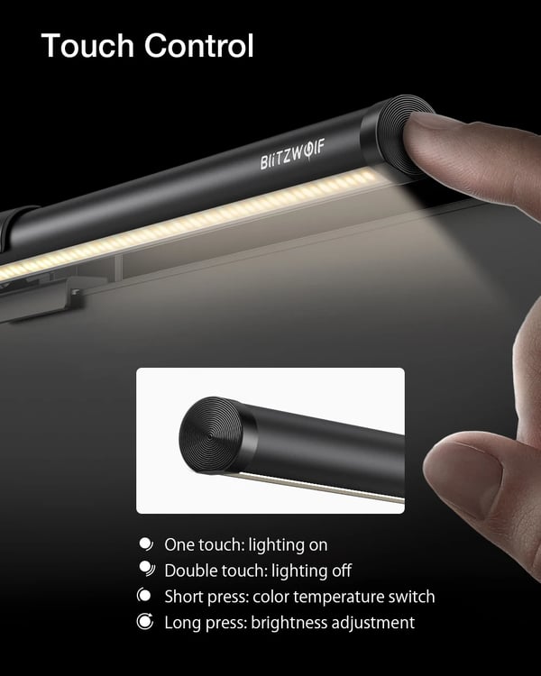 Monitor Light Bar skærmlampe - BW-CML2 Air - Genopladeligt batteri - ≤60 lm - Blinkefunktion - Til computerskærm - Øjenbeskyttelse