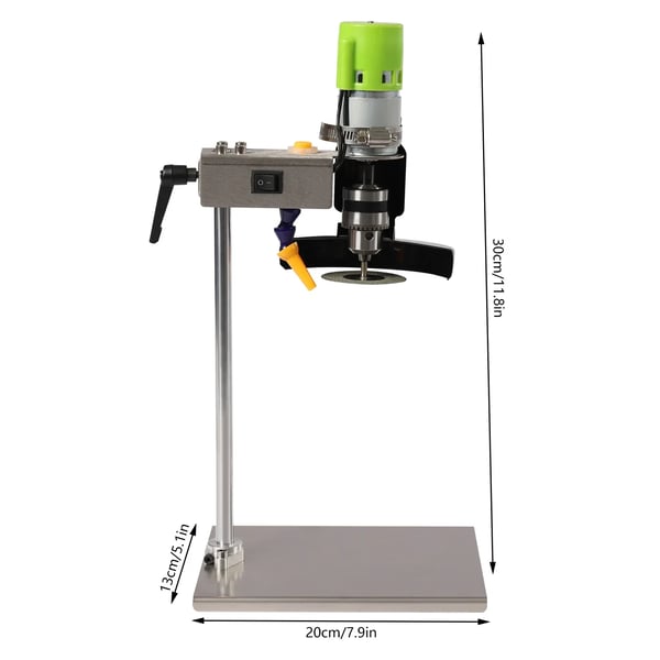 Glas- og vinflaskeskærer - Elektrisk 150 W - 60 mm klinge - 6000 o/min kobbermotor - Lavt støjniveau - Rustfrit stål - 13×20×30 cm - Grøn