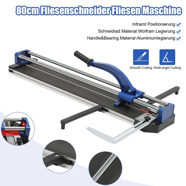 Fliseskærer - Manuel - 800 mm Skærelængde - 15 mm Skæredybde - Glidevogn - Blå