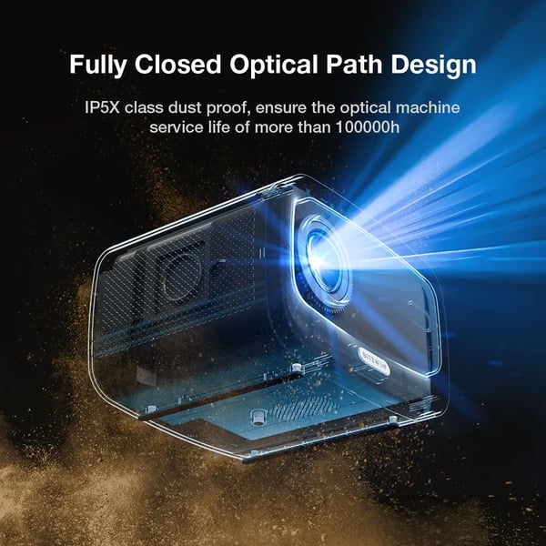 V9 - LED-projektori - 1080p Full HD - 1000 ANSI lumen - Wi‑Fi 6 - Bluetooth 5.0 - Automaattinen trapetsikorjaus - AC- ja DC-virtalähde
