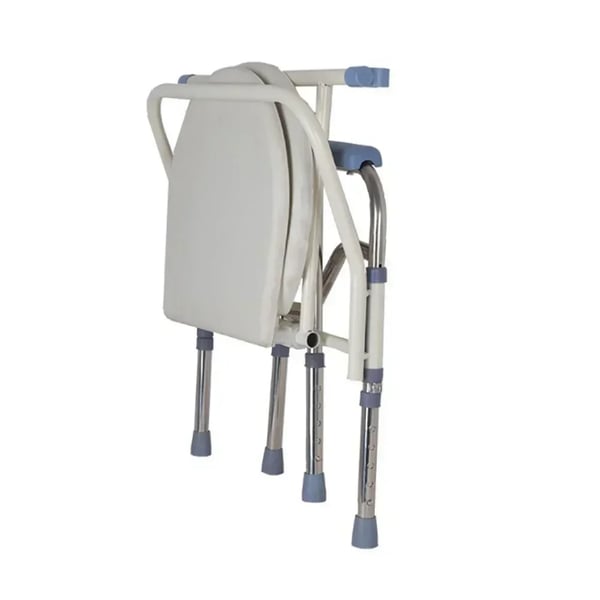 Toiletstol - Bækkenstol til ældre - Sammenklappelig - Højdejusterbar 65–75 cm - Rustfrit stål - 150 kg - Hvid