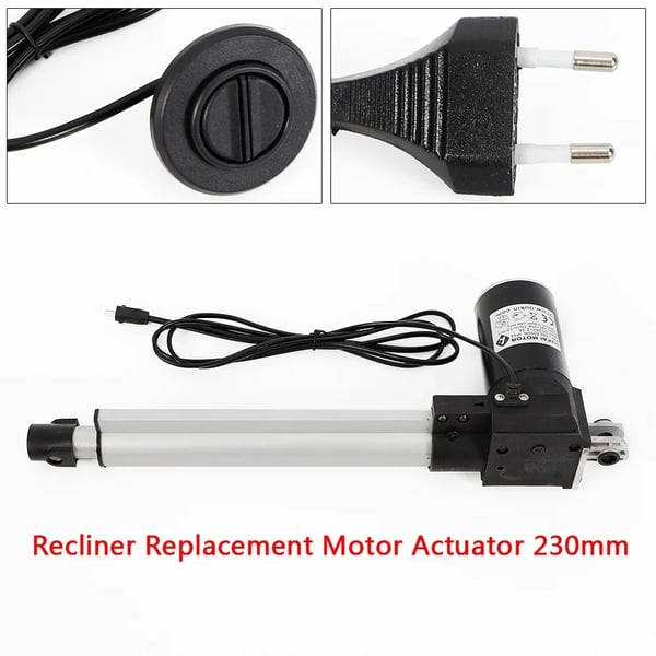 Lineær aktuator - 24 V DC - 230 mm slaglængde - 600 kg løftekapacitet - Til elstole - Sort