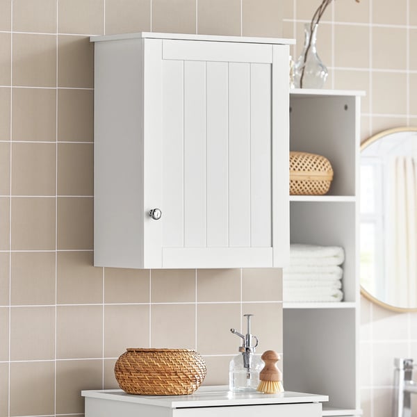 BZR19-W Seinäkaappi, 1-ovinen, valkoinen, n. 40×52×23 cm, kylpyhuoneeseen/keittiöön/lääkekaapiksi