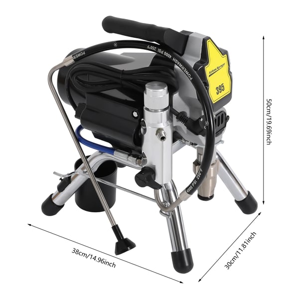 Airless malersprøjte - Højtryks sprøjtemaskine - 1800W 3300 psi - Elektrisk 220V EU-stik - Forlængerarm & sprøjtepistol - Sort