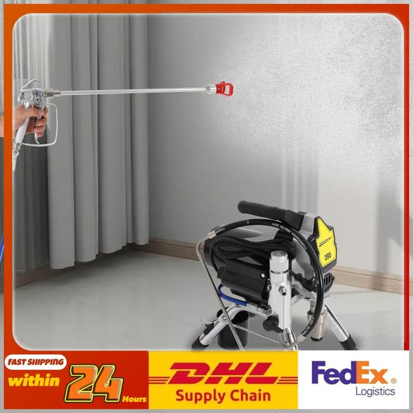 Airless malersprøjte - Højtryks sprøjtemaskine - 1800W 3300 psi - Elektrisk 220V EU-stik - Forlængerarm & sprøjtepistol - Sort