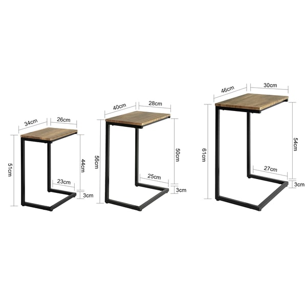 FBT102-F, side-/sofabordsæt, stabelbare indskudsborde, multifarvet, til stuen og som laptopbord