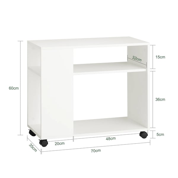 FBT34 sidebord, sofabord & natbord med avisholder, på hjul, hvid