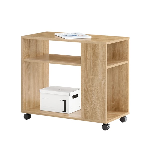 FBT34 sidobord/tidningsställ, soffbord/sängbord med hjul, mörk khaki