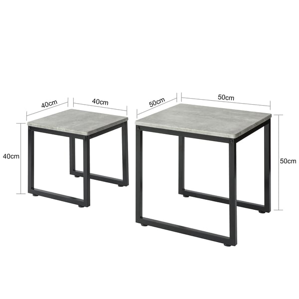 FBT42, sofabord og sidebord, 2-delt sæt, mørkegrå