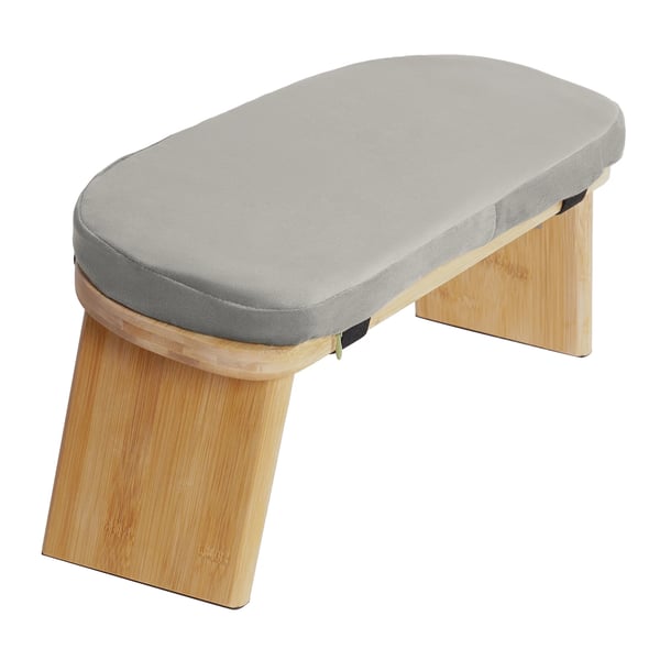 Meditaatio- ja polvistumajakkara - Taitettava polvistustuoli - Ergonominen 5° kallistus - Bambua, sametti/vaahtomuovityyny - Kantavuus 180 kg
