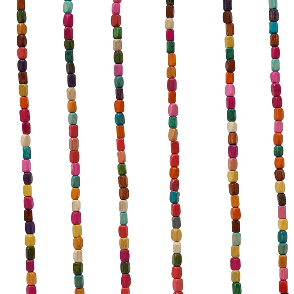 Oviverho puuhelmistä - Helmiverho - Koko 90 x 175 cm - 27 Nauhaa - Sisältää Tangon - Koottava - Ruskea
