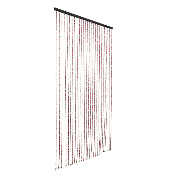 Oviverho puuhelmistä - Helmiverho - Koko 90 x 175 cm - 27 Nauhaa - Sisältää Tangon - Koottava - Ruskea