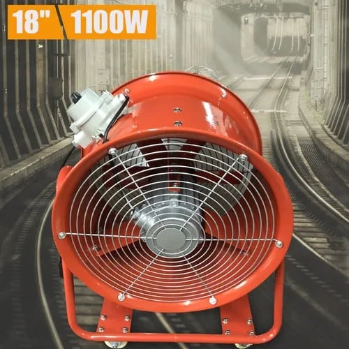 Aksial Ventilator - Eksplosionssikker Udsugningsblæser - 46 cm - 7800 m³/t - Til Sprøjtekabine/Maledampe - Orange