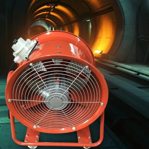 Aksial Ventilator - Eksplosionssikker Udsugningsblæser - 46 cm - 7800 m³/t - Til Sprøjtekabine/Maledampe - Orange