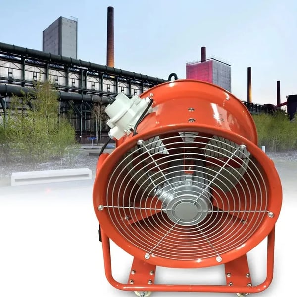 Aksial Ventilator - Eksplosionssikker Udsugningsblæser - 46 cm - 7800 m³/t - Til Sprøjtekabine/Maledampe - Orange