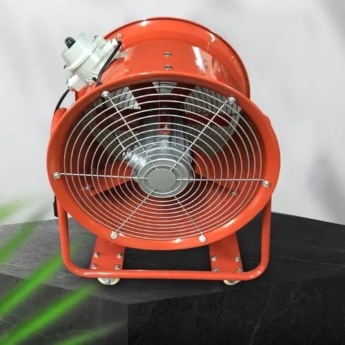 Aksial Ventilator - Eksplosionssikker Udsugningsblæser - 46 cm - 7800 m³/t - Til Sprøjtekabine/Maledampe - Orange