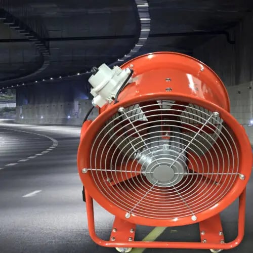 Aksial Ventilator - Eksplosionssikker Udsugningsblæser - 46 cm - 7800 m³/t - Til Sprøjtekabine/Maledampe - Orange