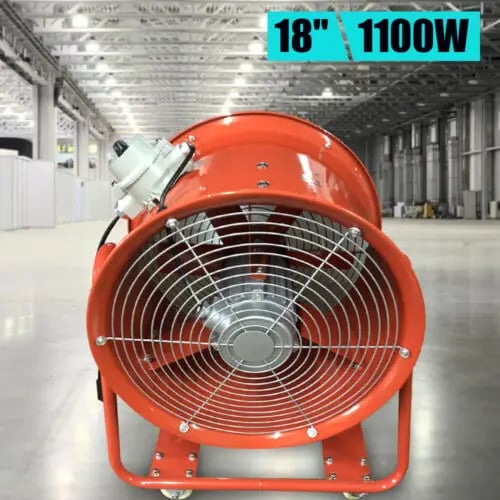 Aksial Ventilator - Eksplosionssikker Udsugningsblæser - 46 cm - 7800 m³/t - Til Sprøjtekabine/Maledampe - Orange